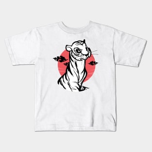 Tiger Illustration in Japanese style Kids T-Shirt